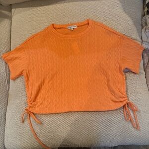 Trendy Orange Crop Top with Side Ties